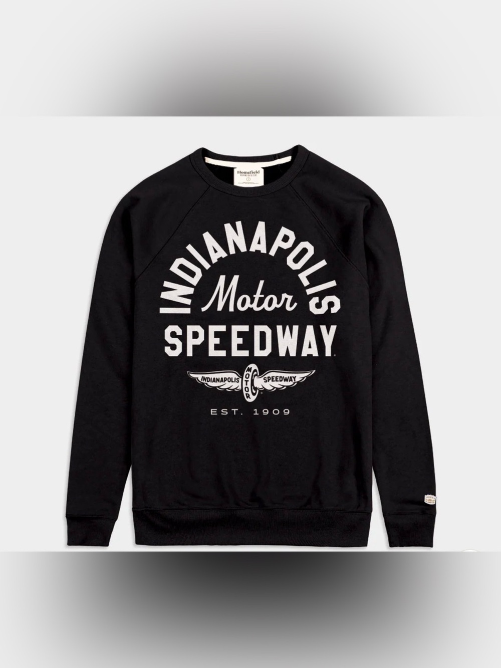 Homefield Indianapolis Motor Speedway Est. 1909 Retro Crewneck Black Large NWT